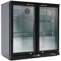 GastroHero Barkühlschrank ECO 230 mit Klapptüren schwarz, LED Beleuchtung, unterbaubar