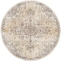 FRAAI Orientteppich Rund | Leyla Medaillon Taupe | Ø 120cm | Taupe | Rund