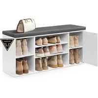 Songmics Schuhbank mit Stauraum und verstellbaren offenen Fächern LHS391WE01