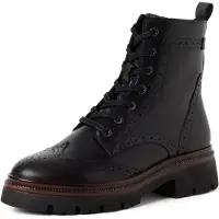 Tamaris Schnürstiefelette , Damen, Gr. 37, wärmend, beige (schwarz), Glattleder, Lyralochung, Schuhe Schnürstiefelette, Schnürboots mit modischer Lyralochung