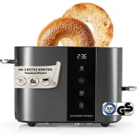 Gourmet Maxx GOURMETmaxx Toaster Kurzschlitz für 2-Scheiben | Toaströster Anthrazit mit 6 Brä