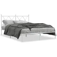 vidaXL Bettgestell mit Kopfteil Metall Weiß 135x190 cm
