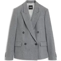 BOSS Zweireihiger Regular-Fit Blazer aus meliertem Flanell Grösse 44
