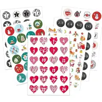 Sonstiges Adventskalender Zahlen Sticker 5 Sets mit je 24 runden Aufklebern 4cm für Weihnachtskalender