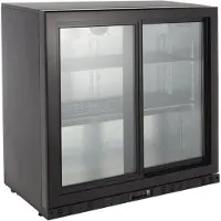 GastroHero Barkühlschrank ECO 230 mit Schiebetüren schwarz, LED Beleuchtung, unterbaubar