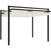 vidaXL Gartenpavillon mit ausziehbarem Dach Creme 3x3 m Aluminium