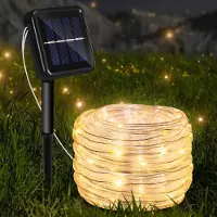 Peviasot Solar LED Lichterkette ,Außen Garten Balkon Terrasse, mit Solarpanel und Erdspieß 10m Warmweiß
