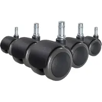 Hjh OFFICE 5x ROLO FIX 10mm/50mm Hartböden - Stuhlrollen Schwarz