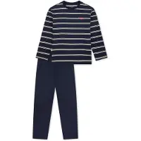 Schiesser Schlafanzug "Pyjama Nightwear Jungs Streifen", Herren, Gr. 176, blau (dunkelblau), Obermaterial: 100% Baumwolle CO., Homewear-Sets Schlafanzug