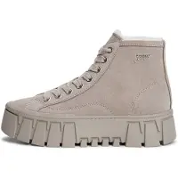 Tommy Hilfiger Winterboots TOMMY JEANS "TJW PLATFORM SNEAKER MC WL", Damen, Gr. 41, wärmend, beige (hellgrau), Veloursleder, unifarben, Basic, Schuhe Winterboots, Plateauboots mit seitlichem Schmucklogo, Topseller