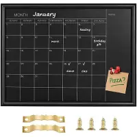 Benza Ibenzoa Magnetisches Monatskalender-Board 43 x 58 cm – Magnetische Monatsübersicht mit schwarzem Holzdekor-Rahmen, 6-Wochen-Layout, inkl. Befestigung, für Zuhause, Büro & Schule