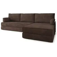 Masseno Ecksofa ANKO mit Metallgestell, Modulares Schlafsofa aus Schaumstoff, Klappbares Bodensofa, Schlaffunktion - Braun, POSO 06