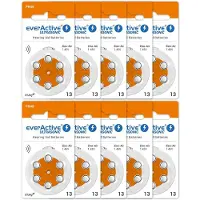 EverActive 13, 60 Stück, Hörgerätebatterien, hohe Leistung, Zink-Luft-Batterien,