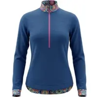 FreiSein TwistedSkyBlue Damen Langarm Unterhemden blau gemustert Größe L Lifestyle Hautfreundlich Merinowolle