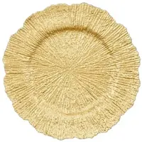 Mica Decorations Dekoteller 33cm Kunststoff glänzend Platzteller Strahlenrelief Tischdeko Unterteller Weihnachten Hochzeit Jubiläum Weihnachtsteller Gold