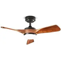 Perenz Deckenventilator, 90 cm, 18 W LED, Flügel aus dunklem Walnussholz, 6 Geschwindigkeiten, Fernbedienung, schwarzes Gehäuse