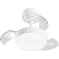 Perenz Deckenventilator mit integrierter LED-Beleuchtung (24 W), einziehbaren, transparenten Acrylflügeln, Gleichstrommotor, Weiß, Durchmesser 56 cm –