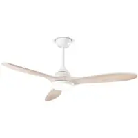 Perenz Deckenventilator der Serie 7171 aus weißem Metall mit 26-W-Gleichstrommotor, dimmbarer 18-W-LED-Beleuchtung und Fernbedienung