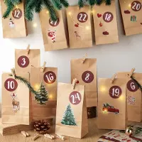 Merkloos Adventskalender I LOVE MOM Adventskalender zum Befüllen, 24 DIY Adventskalender zum Befüllen für Kinder mit Aufklebern Weihnachten, Jutekordel und Hol