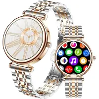 Lige Elegante Smartwatch Damen mit Telefonfunktion 2026 Gold Silber rund Fitnessuhr mit Herzfrequenz für Android und Apple wasserdicht IP67 mit Armbandwechsel