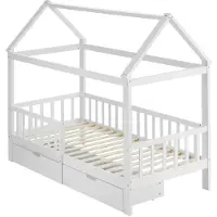 TecTake Kinderbett mit Schubladen Hailey Kiefernholz, Rausfallschutz - 80 x 160 cm