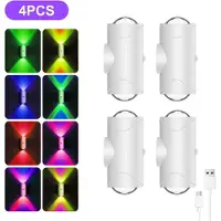 StarTech.com Wiederaufladbare LED-Nachtlichter - Wandleuchten - Bewegungssensor - RGB-Verlaufslicht - Dimmbar - Magnetisch - 4er-Pack - Weiß