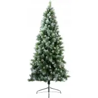 Kaemingk 210cm Gefrosteter Kiefer-Weihnachtsbaum, Klappbar, Dichte PVC-Nadeln, Mit Ständer