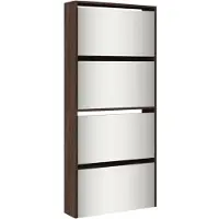 vidaXL Schuhschrank mit Spiegel 4 Fächer Braun Eiche-Optik 63x17x134cm