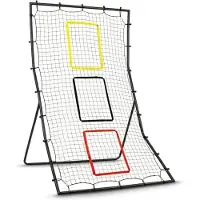 Markenlos Baseball- und Softball-Rückprallnetz, 183 x 122 cm, mit 3 Zielzonen für Wurf-, Fang- und Schlagtraining