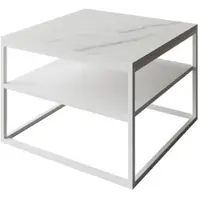 Lookway COUCHTISCH NOVA mit Ablage Weiß / Marmor Levanto