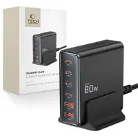 TechProtection DC80W-GAN 6-Port-Tischladegerät PD80W/QC3.0 Schwarz