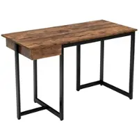 Helloshop26 - Computertisch 120 x 55 x 75 cm mit tiefer Schublade und verstellbarer Fußstütze moderner Stil Metall Kaffeefarbe 20_0020814