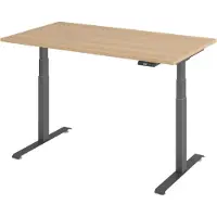 Bümö Schreibtisch elektrisch Lite - Gestell: Graphit, Nachbildung: Eiche, Größe: 140 x 80 cm
