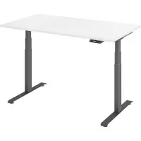 Bümö Schreibtisch elektrisch Lite - Nachbildung: Weiß, Gestell: Graphit, Größe: 140 x 80 cm