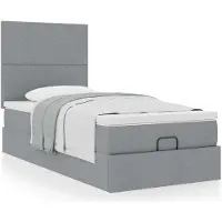 vidaXL Ottoman-Bett mit Matratze Hellgrau 100x200 cm Stoff