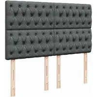 vidaXL Ottoman-Bett mit Matratze Dunkelgrau 140x200 cm Stoff