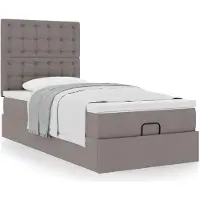 vidaXL Ottoman-Bett mit Matratze Taupe 90x200 cm Stoff