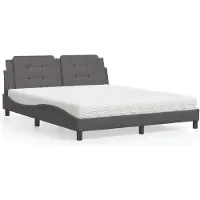 vidaXL Bett mit Matratze "Zadar" Grau 160x200 cm Kunstleder