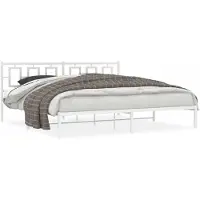 DKD Home Decor vidaXL Bettgestell mit Kopfteil Metall Weiß 193x203 cm