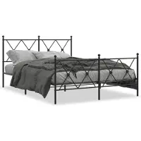 DKD Home Decor Bettgestell mit Kopf- und Fußteil Metall Schwarz 140x190 cm