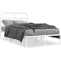 vidaXL Bettgestell mit Kopfteil Metall Weiß 120x200 cm
