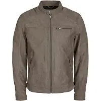 Jack & Jones Lederimitatjacke "JJEROCKY in Kunstlederoptik mit Reißverschlusstaschen" unifarben, modisch, regular fit, Lederimitat