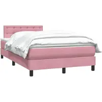 vidaXL Boxspringbett mit Matratze Rosa 120x220 cm Samt