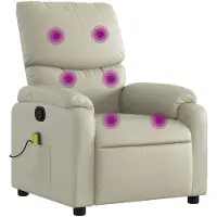 vidaXL Massagesessel mit Relaxfunktion, Kunstleder, Creme