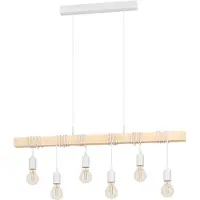 Eglo Hängeleuchte "TOWNSHEND", weiß (weiß, holzfarben), 6, H: 110cm, 1 Stk., Leuchten, Wohnzimmer, Esszimmer, 6-flammig, 110x10,5x100cm, Hängeleuchte