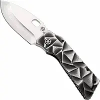Medford Fat Daddy Polished Tumbled S35VN Blade, Black w/Silver Stained Glass Titanium Handle, Black w/Silver Hardware and Clip, Taschenmesser