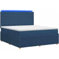 vidaXL LED Boxspringbett mit Matratze Blau 160 x 200 cm Stoff