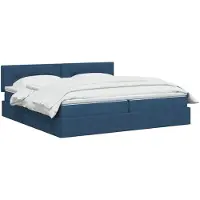 vidaXL LED-Speicherbett mit Matratze Blau 200 x 200 cm Stoff