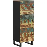 DKD Home Decor Highboard mit 3 Türen 40x33x110 cm Altholz Massiv & Eisen