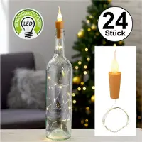 Cepewa 24x LED Flaschen-Lichterkette mit Kerzenkorken, Tischdeko, Flaschenleuchte, Deko